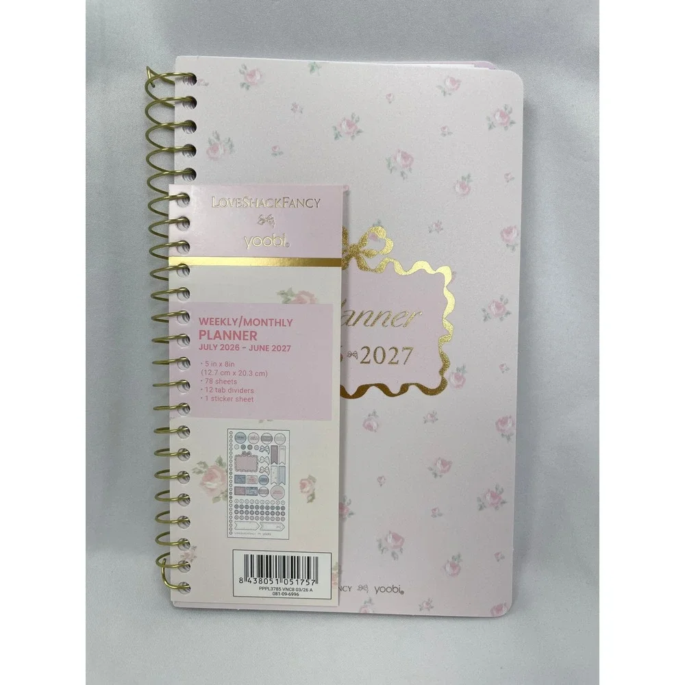 LoveShackFancy x Target Weekly Monthly Student School Planner Floral Ditsy Pink